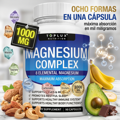 Magnesium Complex — Triple Fórmula con Glicinato, Citrato y Malato para Sueño Profundo, Menos Calambres y Calma Real