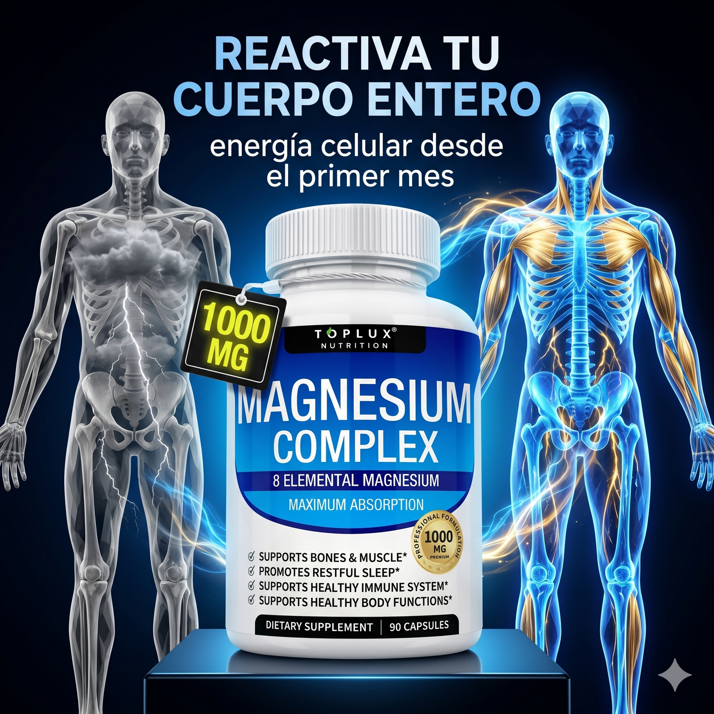 Magnesium Complex — Triple Fórmula con Glicinato, Citrato y Malato para Sueño Profundo, Menos Calambres y Calma Real